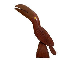 Vintage Hand Carved Ironwood Wood Toucan Bird Sculpture Statue